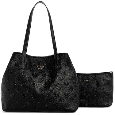 GUESS Damen Vikky Ii 2-in-1 Tote Tragetasche, Schultertasche, Schwarzes Logo