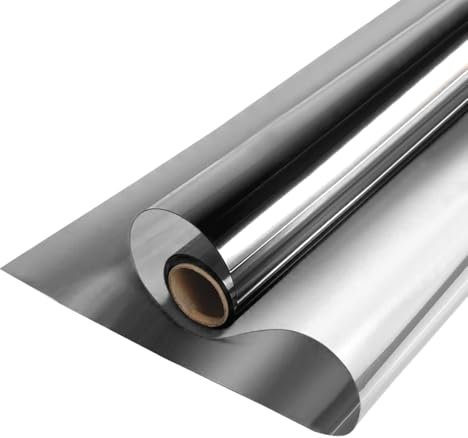 MOCNT Film Fenetre sans Tain Film Miroir pour Fenêtre Anti Regard Film Autocollant de Protection Solaire Film Teinte de Vitre Adhésif Privée Film Gris Clair 90cmX200cm