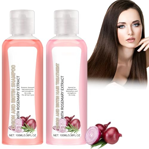 Onion Biotin Shampoo Haarpflege Pflege & Glätte für dünnes Haar, Zwiebel Biotin und Rosmarin Shampoo Gegen H aarausfall, Natürlich und Organisch, Anti Haarausfall Frauen & Männer