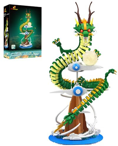 JMBricklayer Dragon Ensemble de Construction pour Adultes, Kit de Dragon Cool avec Lumières 70007, Collection de Modèles ou Décoration de Bureau à Domicile, Jouets de Construction Cadeau pour Garçons