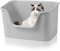 Duscdesp Caja de arena para gatos con parte superior abierta, 44 x 38 x 22 cm, bandeja extra grande a prueba de salpicaduras para conejo, gatito (gris)