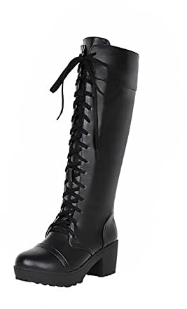 NUSGEAR 2022 Botas altas Mujer, Moda Botas plataforma hasta la Rodilla Holgadas Otoño Invierno Elegante cordón Botas de tacón alto Botas de Jinete Fiesta Antideslizante Casual Cómoda Zapatos