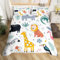 Loussiesd Kinder Zoo Tier Bettwäsche 155x220cm Nette Wilde Tiere Bettbezug Safari Löwe Giraffe Bettwäsche Set für Jungen Mädchen Teens Schlafzimmer Dekor Natürliche Thema Zebra Elefant Drucken