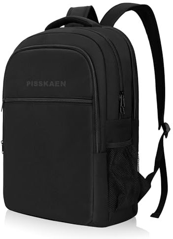 Pisskaen Zaino Uomo Porta PC Viaggio - 17.3 Pollici Borse da Lavoro Impermeabile per Laptop Computer Notebook Regalo Donna Zaini Ufficio Trekking Scuola Nero