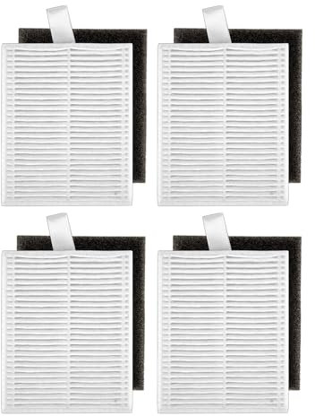 (4 Stück) L60 L50 HEPA-Filter Kompatibel mit Eufy L60, L60 Hybrid, L60 SES, L50 SES, Roboterstaubsauger der Serie L50, HEPA-Filter-Set, Ersatzteile, mit Schaumstofffilter 4 Sets