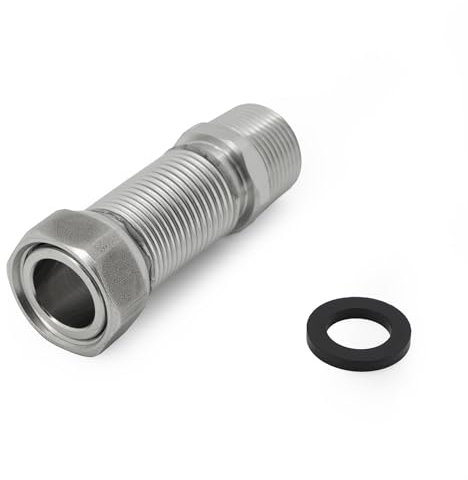 Vancoco Tuyau Flexible Ondule en Acier Inoxydable de 3/4 20/27 - Longueur Réglable de 75 à 130 mm - Tuyau de Raccordement Universel en Acier Inoxydable