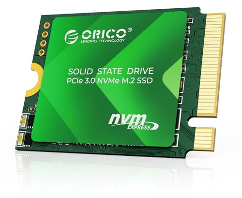ORICO SSD 2230 256Go, TLC 3D NAND M.2 NVMe SSD, PCIe 3.0 avec 2500MB/s en Lecture et 1300MB/s en écriture, Dissipateur Thermique en Cuivre, Compatible avec Steam Deck Surface Mini PC- D10-2230