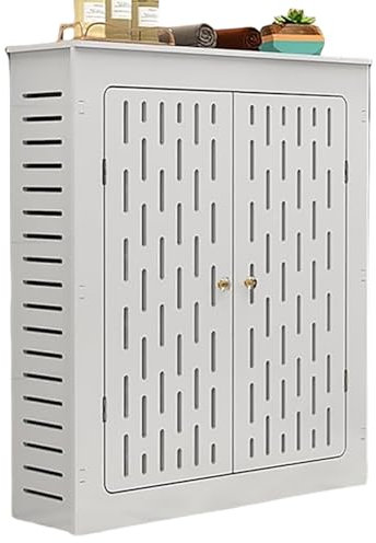 TT-YEC Small White MDF Wooden Radiator Cover with Vents, Vertical Slats Modern Radiator Cover, Radiator Cover Decorative Cabinet Display Stand, Home Decor,L50×H80CM