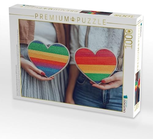 CALVENDO Puzzle Herzen in Regenbogenfarben als Symbol der LGBTQ-Community | 1000 Teile Lege-Größe 64 x 48 cm Foto-Puzzle für glückliche Stunden