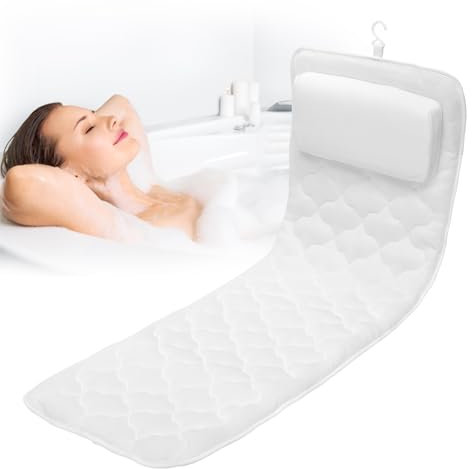 Full Body Bath Pillow Mat & Cushion, Ergonomic 4D Bath Pillows With Neck, Back, Head Support, Spa Relaxation, Luxury Bath Pillow Gifts Bath Accessories for Women, Fits all Bathtub