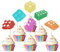 Blumomon 24 Stück Bausteine Kuchenaufsatz Gaming Dekoration Spiel Cupcake Aufsätze für Spiele Motto Partys Kindergeburtstag Party Dekorationen