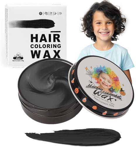 Kinder Schwarz Temporäre Haarfarbe, Black Männer Color Frisur Pomade, Frauen Instant Haartönung Dye, Mädchen Styling Haare Färben Cream, Jungen DIY Haar Wachs Mud für Halloween Cosplay Party