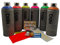 Juego de 6 Botes de espray NBQ Fluor de Alta Cobertura para Graffiti Pro, 6 x 400 ml, Juego con Cabezales de pulverización de Repuesto, para Manualidades, Arte, válvula Ligera,Graffiti,Bellas Artes