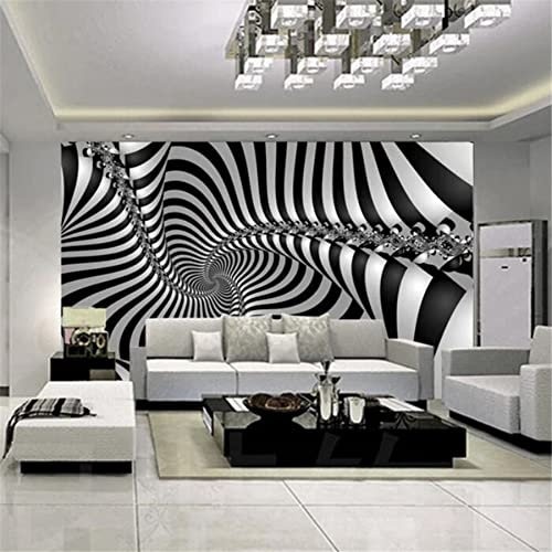 ZYCAFJ Papier Peint Intissé Abstrait noir et blanc Peinture Murale 3D Tapisserie Photo Poster Tableaux Muraux Salon Chambre Bureau Couloir Mural Décoration