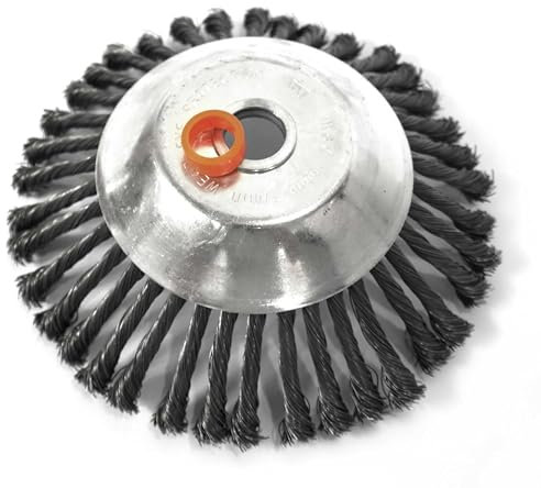 YERD Kegelbürste / Fugenbürste 230 mm: Wildkrautbürste mit 25,4mm (1 Zoll) Aufnahme, Stahldraht-Rundbürste inkl. Adapter für 20mm -Anschluss