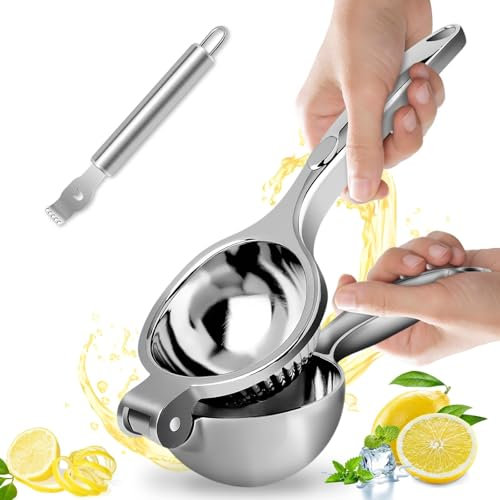 Zitronenpresse Aluminium, 7cm Lemon Squeezer mit Zestenreißer Handpresse für Zitronen und Limetten-Spülmaschinenfest-Zitruspresse für Küche, Bar, Restaurant