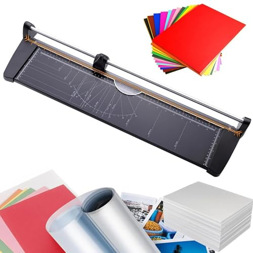 Manueller Papierschneider A2/A3/A4, Papierschneider aus Metall, A2-Rotationspapierschneider mit Skalenlinien, Schnittbreite 31,8 cm - 60 cm, schneidet 10 Blätter for Bastelpapier, Karton, Fotos(A2)