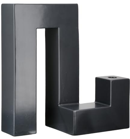 GILDE Kerzenleuchter Vase Patras - Keramik - geometrische Form - matt schwarz - Höhe 32 cm x Breite 30 cm