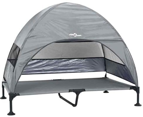 vidaXL Hochgelegtes Hundebett 127 x 81 x 108 cm Stoff und Stahl | Perfekt für draußen, hält Haustiere trocken und bequem, Stabiler Stahlrahmen mit atmungsaktiven,