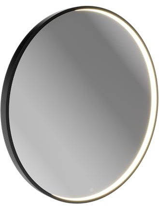BadeDu VAAL LED-Spiegel Ø 70 cm – Moderner Wandspiegel in schwarz mit Sensorschalter, Dimmfunktion und Memory für EIN stilvolles Bad