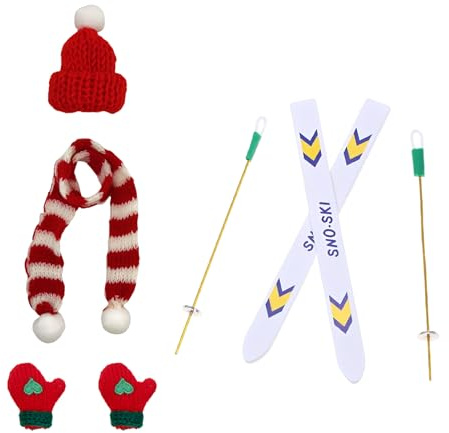 ZesNxj Wichtel Zubehör, Wichtel Schlitten Weihnachten Set, Mini Sportliche Skier Wichtelzubehör, Hut Schal Handschuhe Snowboard Weihnachtswichtel Zubehör für Winterlandschaft Geschenke