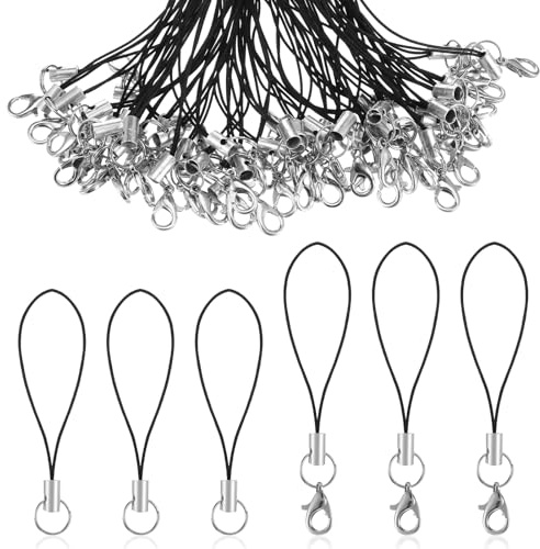 BOHUIZ 150 Stück Einfache Handy Lanyard Strap, Schlüsselanhänger Band mit Karabiner Telefonring Strap Handy Charm Cord zum Pendents USB Schüsselanhänger
