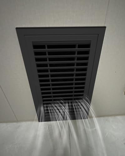 Trampilla Pladur Panel de Acceso Metálico con Ventilación Exterior Negra. Trampilla Sistema Clic y Panel Rejilla Extraíble. Tapa Orificio Revisión Empotrada(20x20cm/8x8)