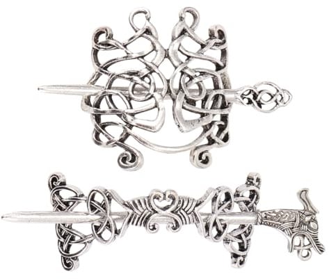 Vintage Haarspangen mit Keltischem Muster, Metall, Silber, 2 Stück | Einfache Clipfunktion, Sicherer Halt und Griff, für Mädchen und Kinder, Elegantes Design