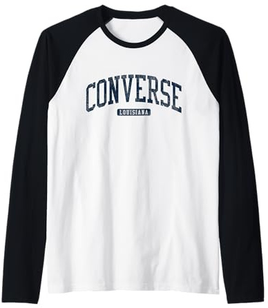 Converse Louisiana LA College University Style Blue Raglan Baseball Tee