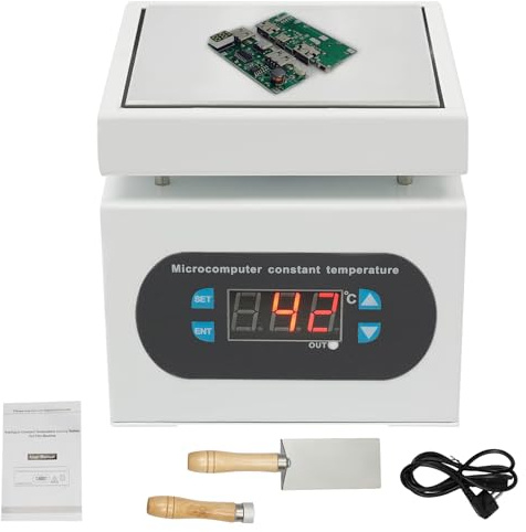 Placa calefactora eléctrica de soldadura para laboratorio, 350 W, 220 V, con indicador LED, ajuste de temperatura 0-400 °C, 100 x 100 mm