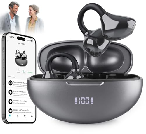RAYGARD Cuffie Traduzione Simultanea 5 in 1 AI Istantaneo Vocale APP 2026 | Cuffiette Traduttore 154 Lingue Bluetooth 6.1 80H Auricolari Traduzione Tempo Reale per Viaggi Riunioni Studio, Nero