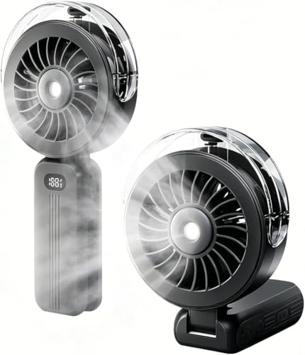 FBBEVWBK Handheld Misting Fan Portable, 4-Speed, Small Cooling Mister Fan | Water Spray Mist, 4000mAh Battery Operated for Travel Indoor Outdoor Hand Desk