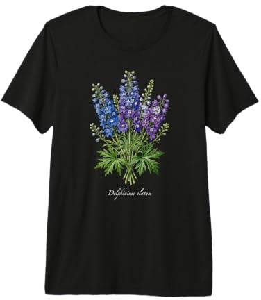 Delphinium pianta Illustrazione Delphinium elatum Maglietta Premium