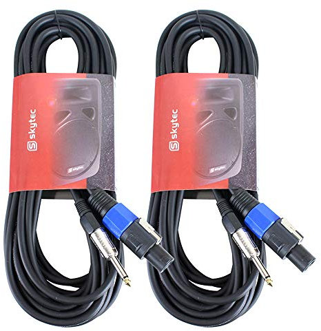 Skytec NL2 to 6.35mm Male Jack Speaker Cable Pair 10m - Heavy-Duty Professional Audio Cables for DJs, Musicians & PA Systems with Lifetime Warranty