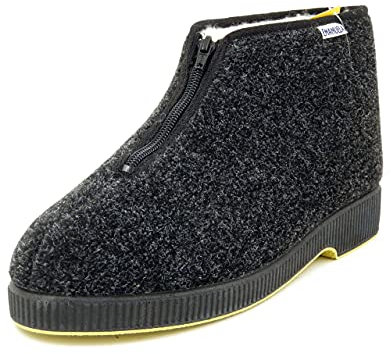 EMANUELA 565 GRANITO NERO PANTOFOLA UOMO MADE IN ITALY LAVABILE IN LAVATRICE A 30 GRADI FODERA AGNELLATA DI VERA LANA NERO 43