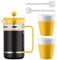 Bodum Kaffeeset Bistro - 6-teilig - 1,0l Kaffeebereiter mit 2 0,3l Porzellantassen und 2 Löffel - Farbe gelb - AK1508-XY-Y15-7