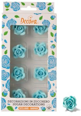 Decora 0500392 Confezione da 8 Rose Piccole Azzurra