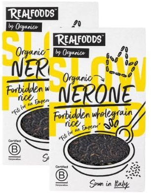 Realfoods by Organico | Organic Nerone Black Rice - Rich in Antioxidants, High Fibre – Nutty, Earthy Flavour for Hearty Meals, 500g (Pack of 2)