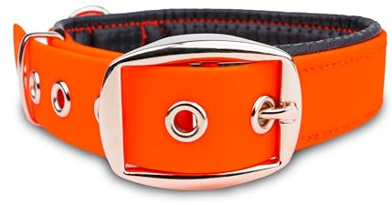 PetTec Halsband für große & kleine Hunde aus Trioflex™ | wetterfest & verstellbar in Farbe | Hundehalsband in Rot, Braun, Schwarz & Leuchtend Orange