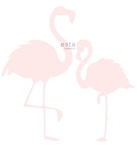 papier peint panoramique flamants roses mère et enfant rose clair et blanc 186 x 279 cm - ESTAhome