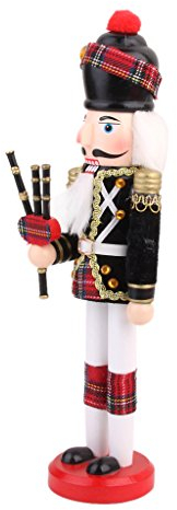Sharplace Casses-Noix Joueur de Cornemuseen Bois Figurine 30CM Décorations Maison Cadeau Fête pour Adulte Enfant