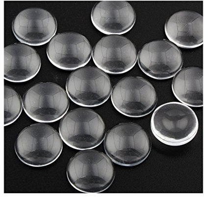 Perlin - Klar Glas Cabochon 16mm 50stk Rund Transparent Dekoration Schmuckherstellung Glaskuppel Cabochons DIY-Schmuck R199 x2