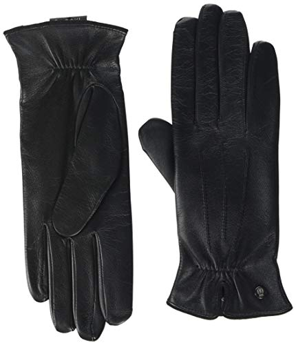 Roeckl Damen Klassiker gerafft Handschuhe, Schwarz (Black 000), 6