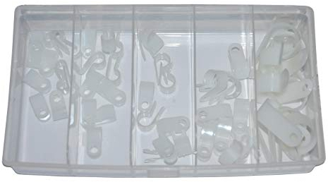 5er Set Kunststoffschellen Rohrschellen Kabelschellen weiß/transparent