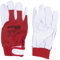 DONAU SAFETY Leder Arbeitshandschuhe mit Klettverschluss/Größe 8/M / 1 Paar/Weiß Rot/MontageHandschuhe/Weich und Bequem Schutzhandschune aus Ziegenleder und Polyesterstoff