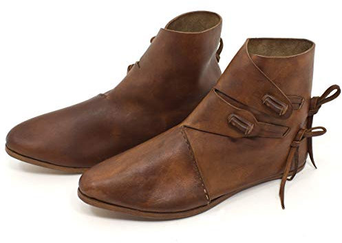Vehi Mercatus Wikinger Schuhe oder Mittelalter Schuhe für Damen und Herren Dunkelbraun Gr. 38