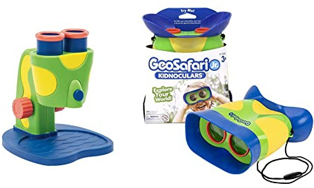 Learning Resources GeoSafari Jr. My First Microscope & GeoSafari Jr. Kidnoculars - Compact Shock Proof First Binoculars for Kids