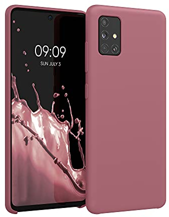 kwmobile Hülle kompatibel mit Samsung Galaxy A51 Hülle - Silikon Handy Case - Handyhülle weiche Oberfläche - kabelloses Laden - Dark Rose