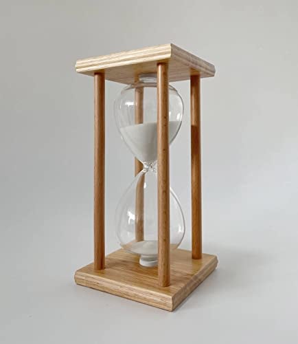 PatTheBot Sanduhren,Moderner Quadratischer Holzrahmen 5/10/15/30/45/60 Minute Sandglas,Weißer Sand Sand Zeit Für Küchenschule Sanduhr Zähler Desktop Tee Timer Kreatives Geschenk Home Decoration,45Min