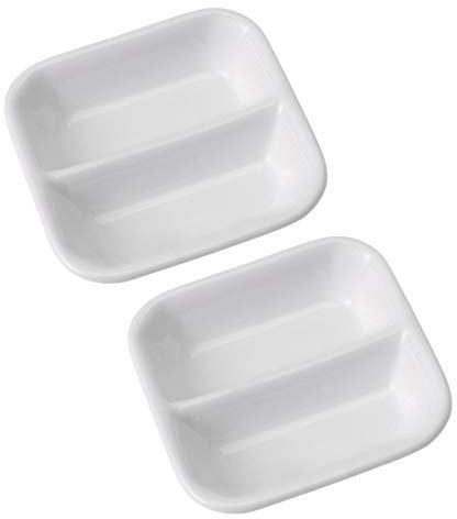 Cabilock Versatile Serving : 2 Pcs Ceramic Snack Plate Condiment Plate Divided Sauce Dishes Spice Dish Tray Stain Scratch Resistant for Your Home
